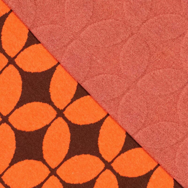 Jacquard Strickstoff - Retro - orange braun Fabric poshpinks