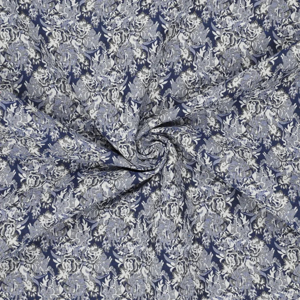 Gobelin / Jacquard / Dekostoff - Rokkoko blau grau Fabric poshpinks