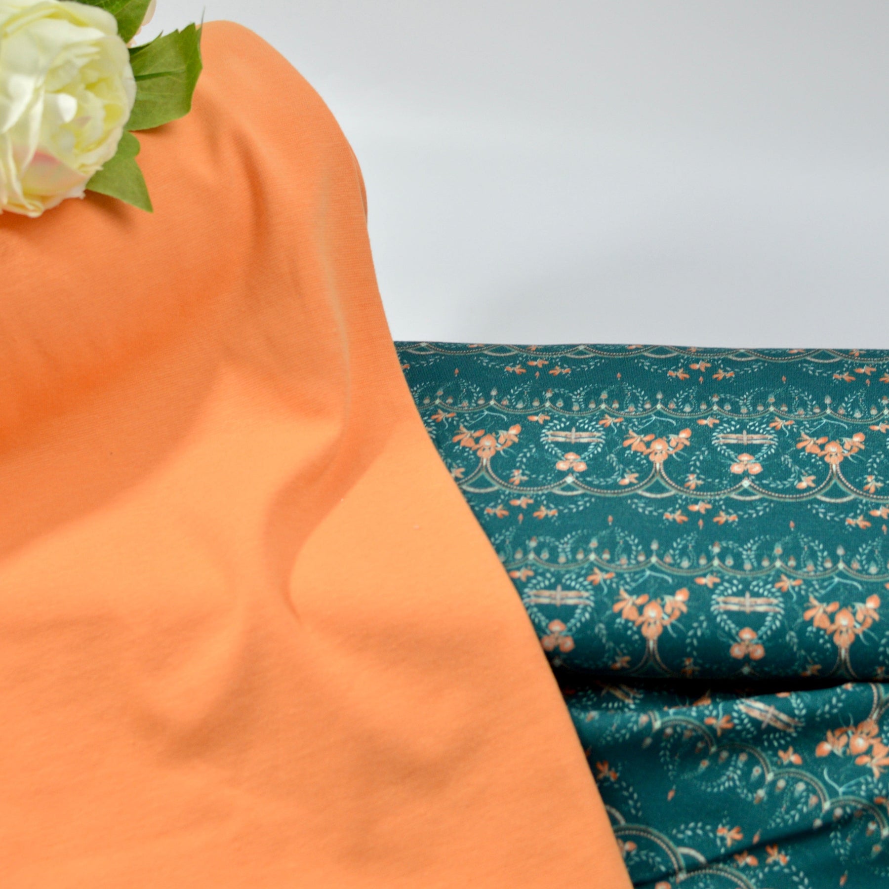Limited Pre-Order Spirit Allover by leni lupin - French Terry petrol/coral Rapport poshpinks