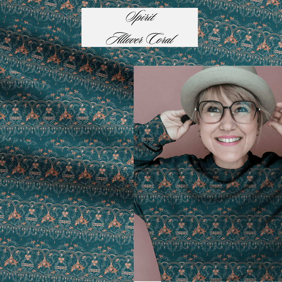 Spirit Allover by leni lupin - French Terry petrol/coral Rapport poshpinks