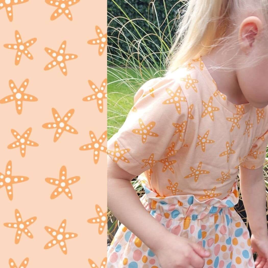 Baumwolljersey - Strandtag - Seesterne Fabric poshpinks