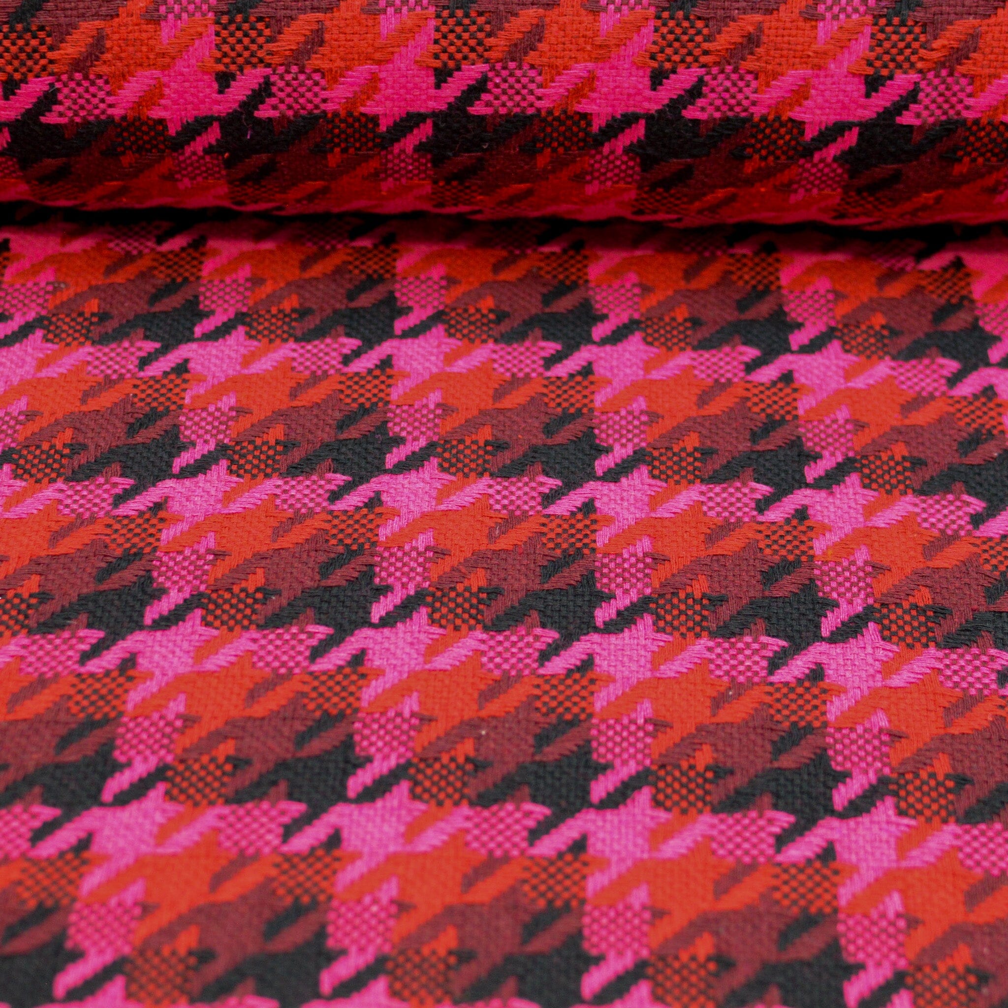 Mantelstoff - Hahnentritt - pink Fabric poshpinks