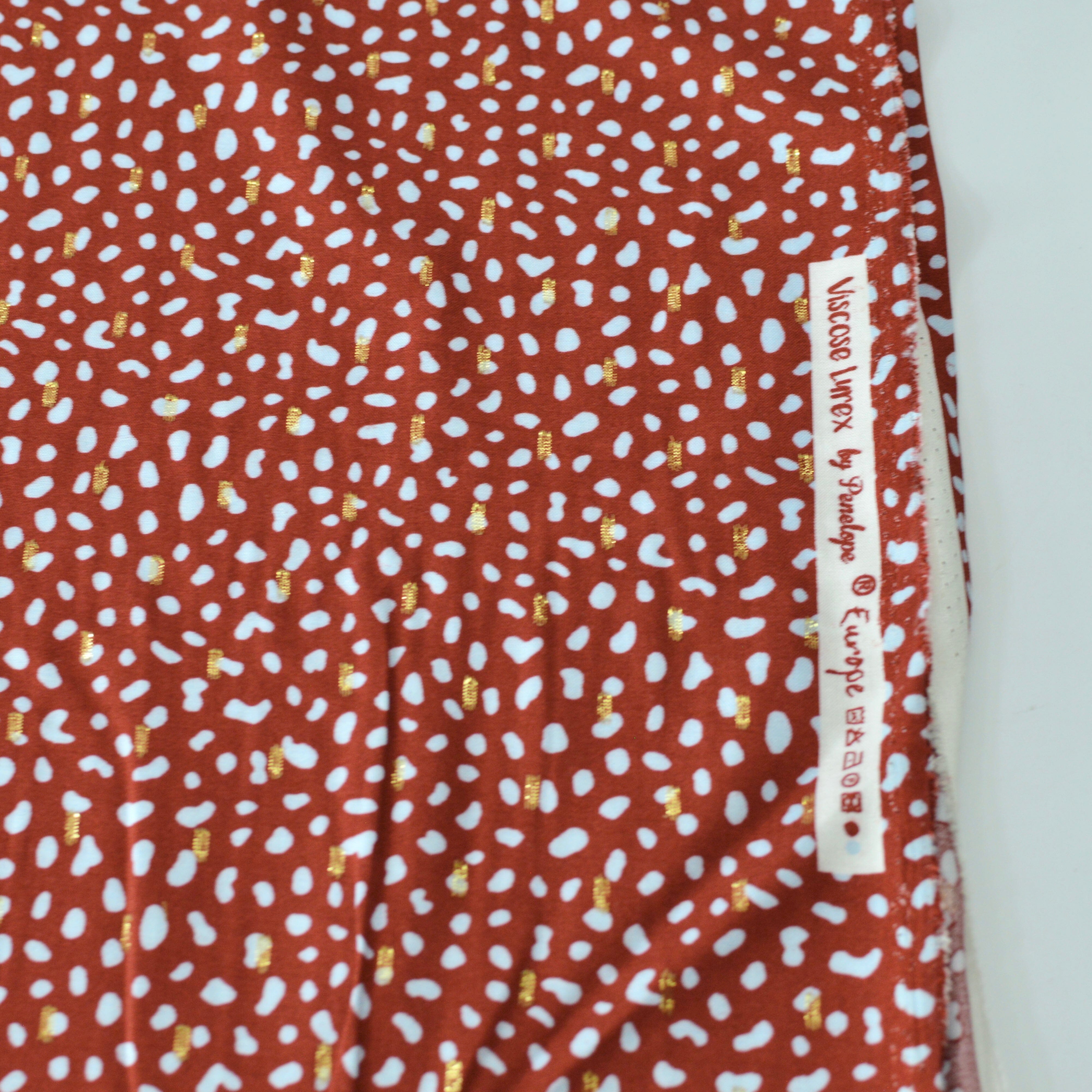 Viskose - Dots & Glitzer - bordeauxrot hellblau Fabric poshpinks