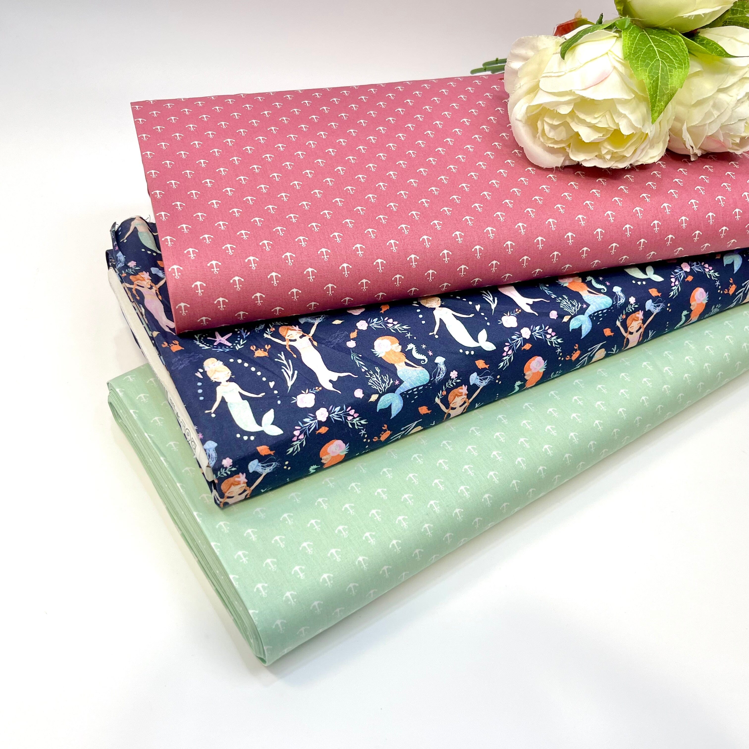 Baumwoll Popeline - Cute Mermaids - Navy Fabric poshpinks