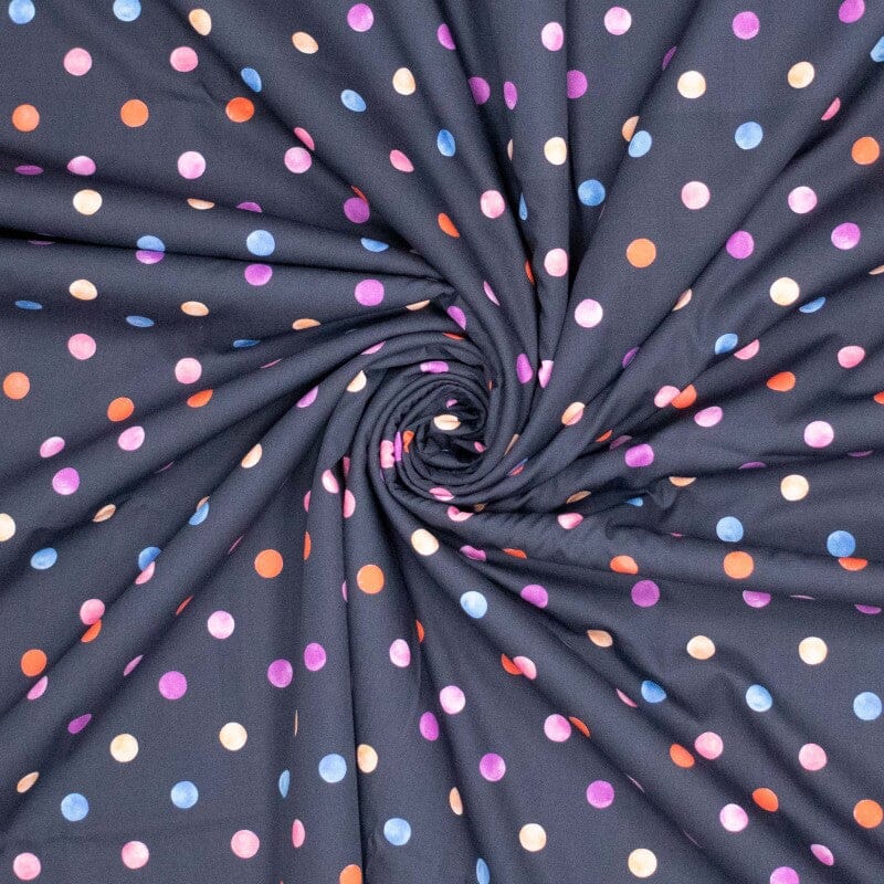Baumwoll Webware - bunte dots - Navy Fabric poshpinks