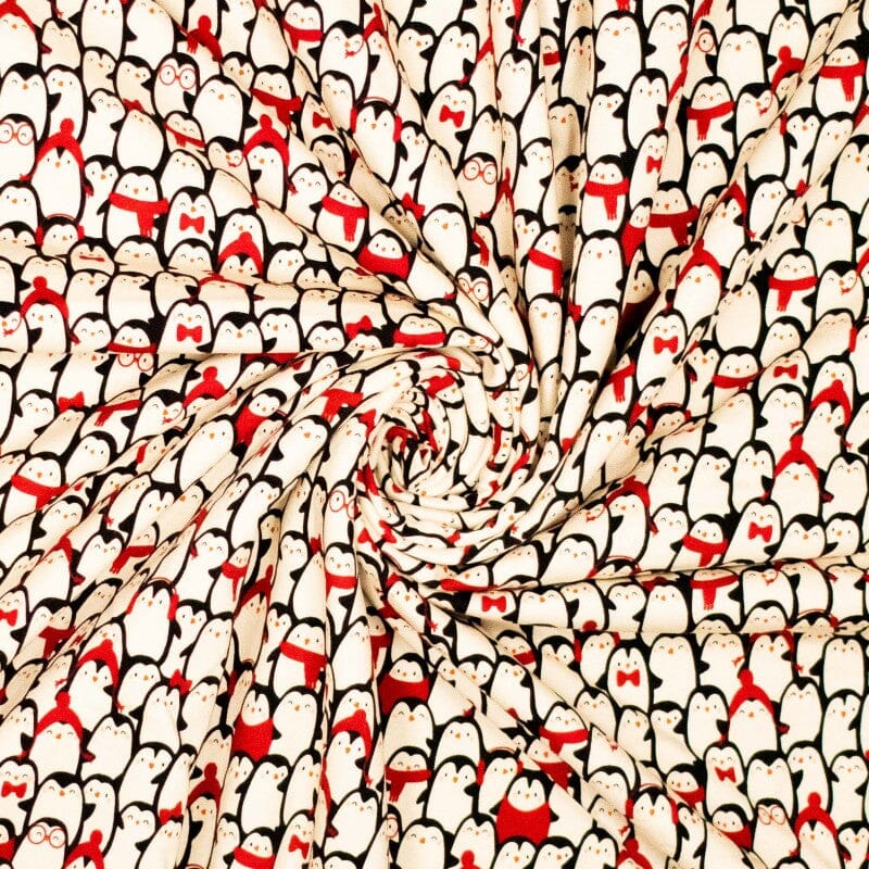 French Terry - Pinguine - Rot Fabric poshpinks
