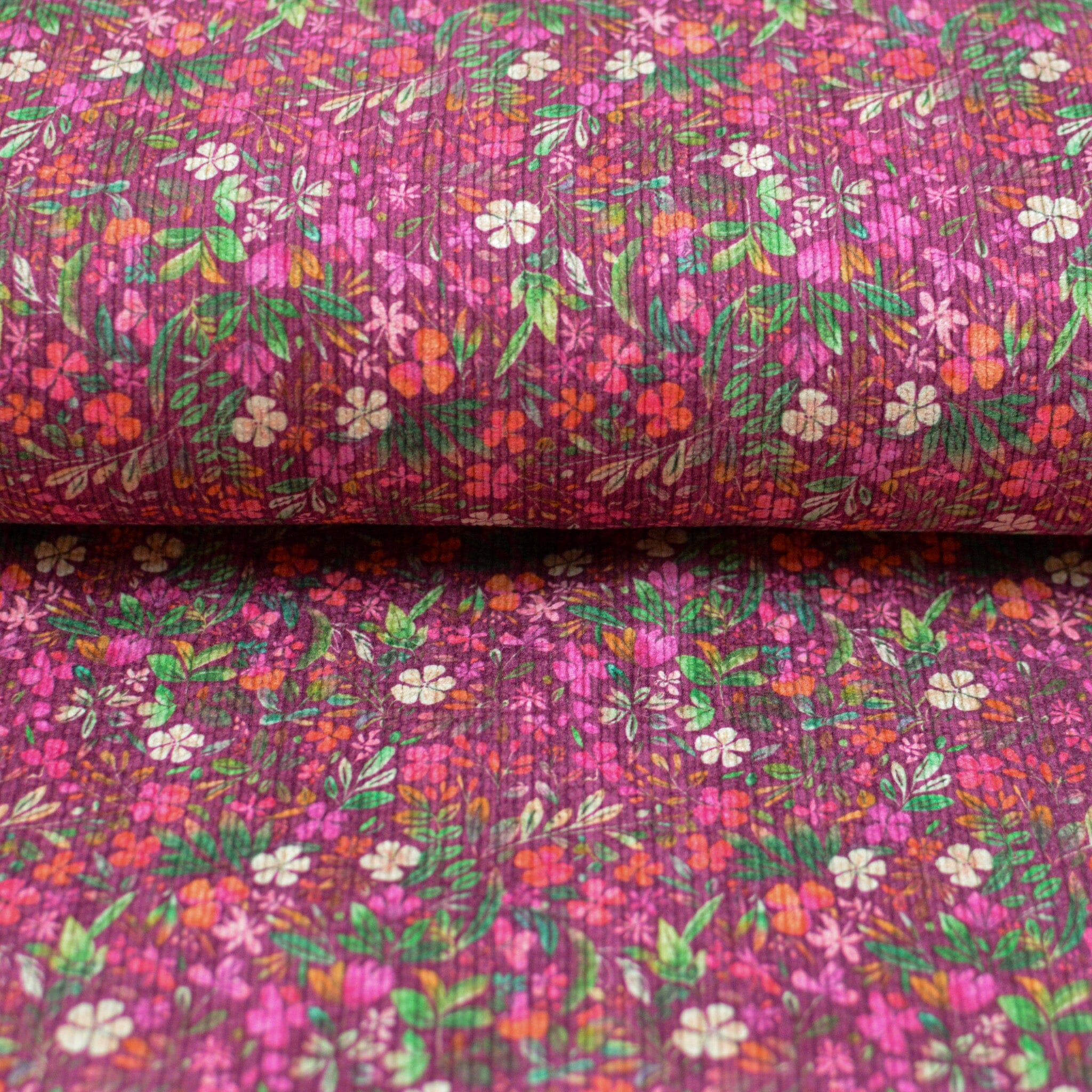Stretch Cord - millefleur framboise rosé Fabric poshpinks