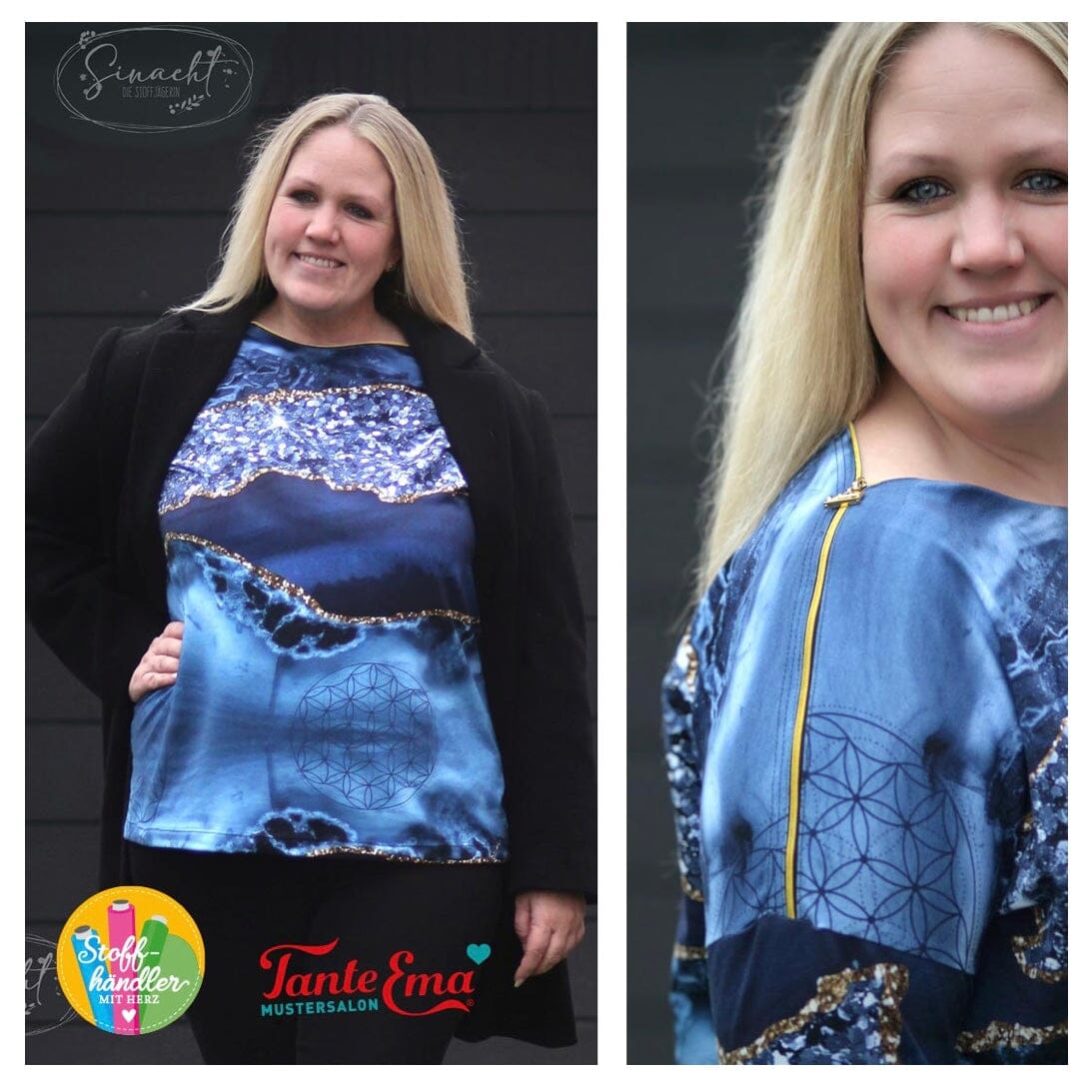 Vorbestellung - Stoffhändler mit Herz Eigenproduktion - Galaxy Marbel Blue by Tante Ema - Baumwolljersey (Kopie) Fabric poshpinks