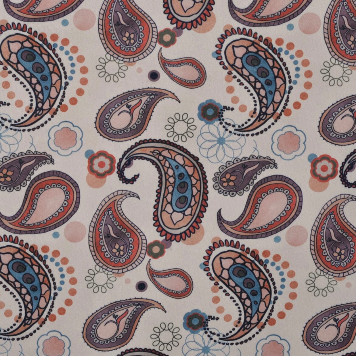 Softshell - Paisley - ecru burgunderrot hellblau braun Fabric poshpinks