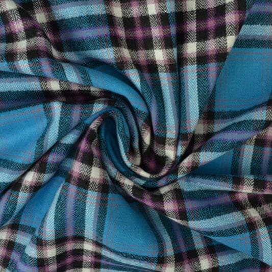 Baumwoll Flanell - blau pink kariert Fabric poshpinks