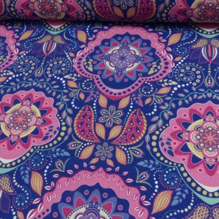 Canvas oriental Mandala – robuster Dekostoff für Taschen & Wohnaccessoires - blau pink Fabric poshpinks