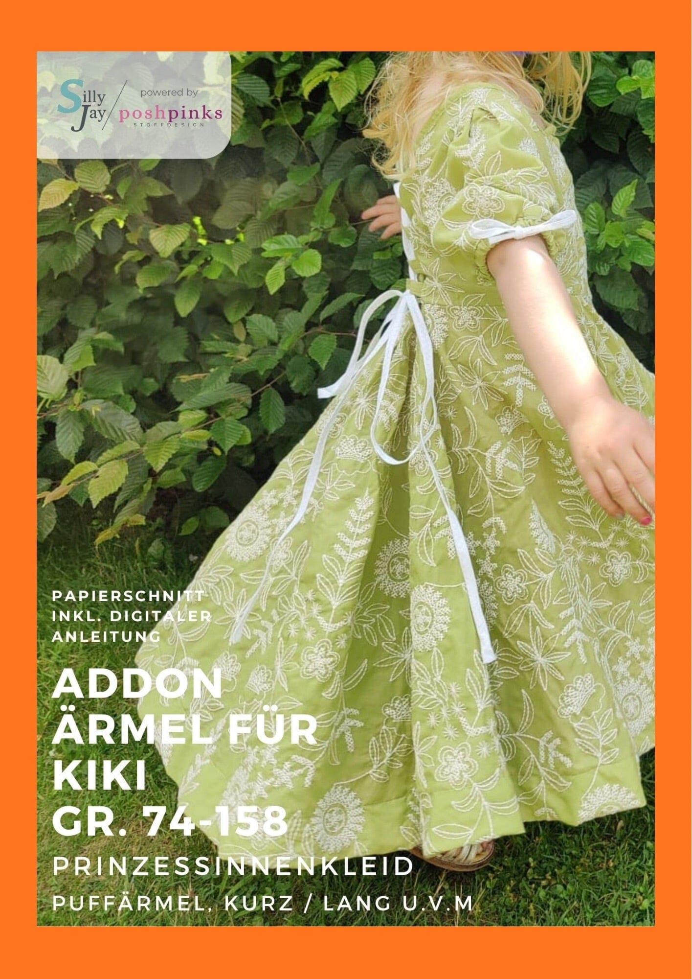 Papierschnittmuster - Addon Ärmel Kiki Prinzessinnenkleid 74-158 Schnittmuster poshpinks