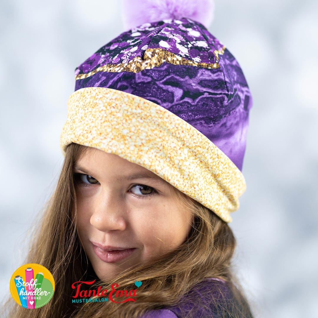 Vorbestellung - Stoffhändler mit Herz Eigenproduktion - Galaxy Marbel violet by Tante Ema - Baumwolljersey Fabric poshpinks