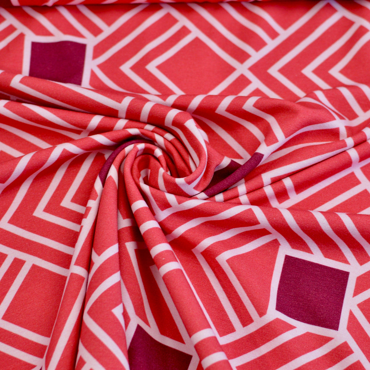 Baumwolljersey - Geometra by Anni Early - Allover Strawberry Daiquiri Fabric poshpinks