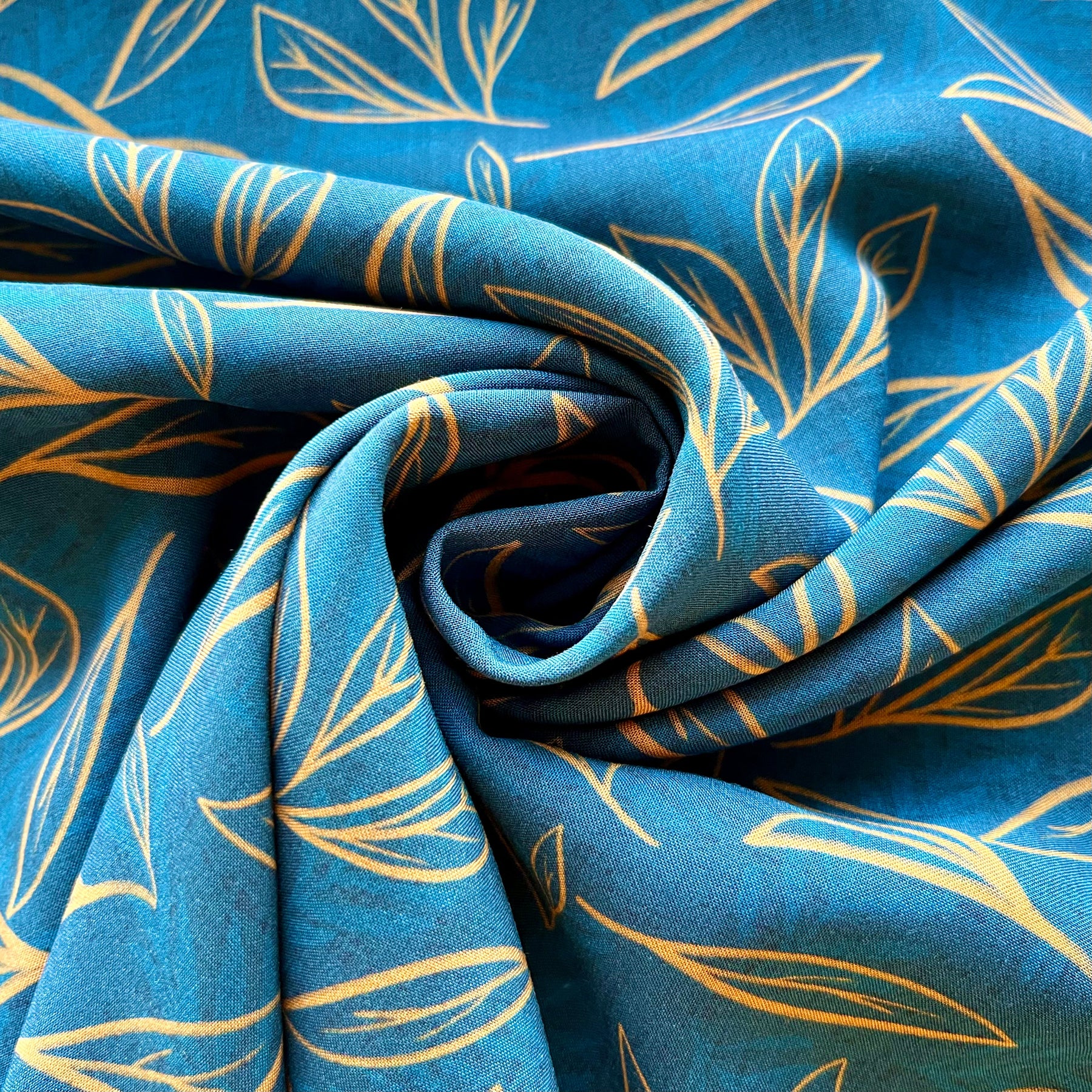 Ecovero™ Viskose - Azul - Blätter dunkelblau Fabric poshpinks