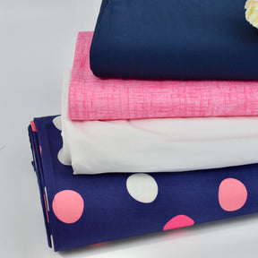 Viskosetwill - Retro Candys - Dots Navy Triffle Fabric poshpinks