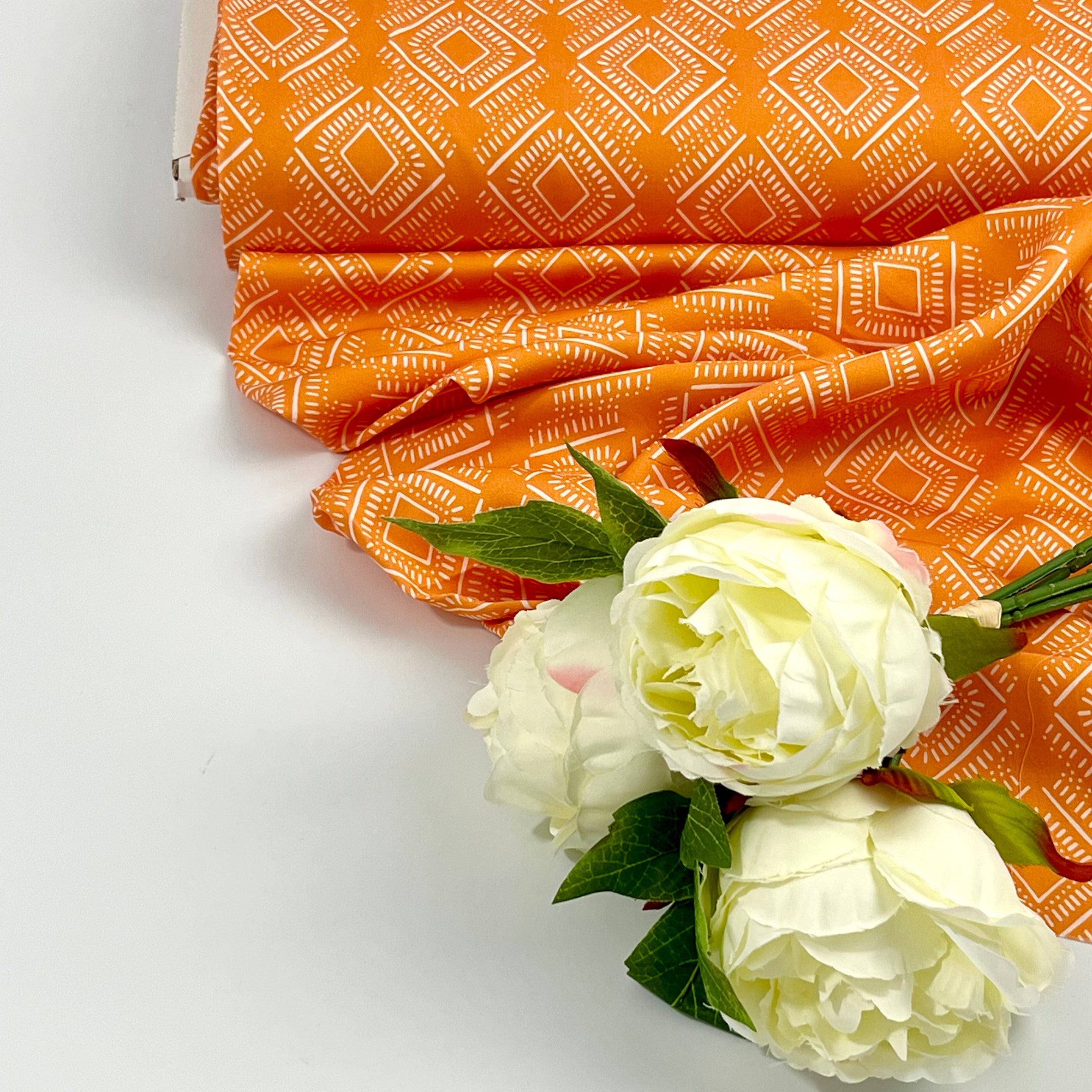 Tencelsatin - Rhonda Ikat Marigold Fabric poshpinks