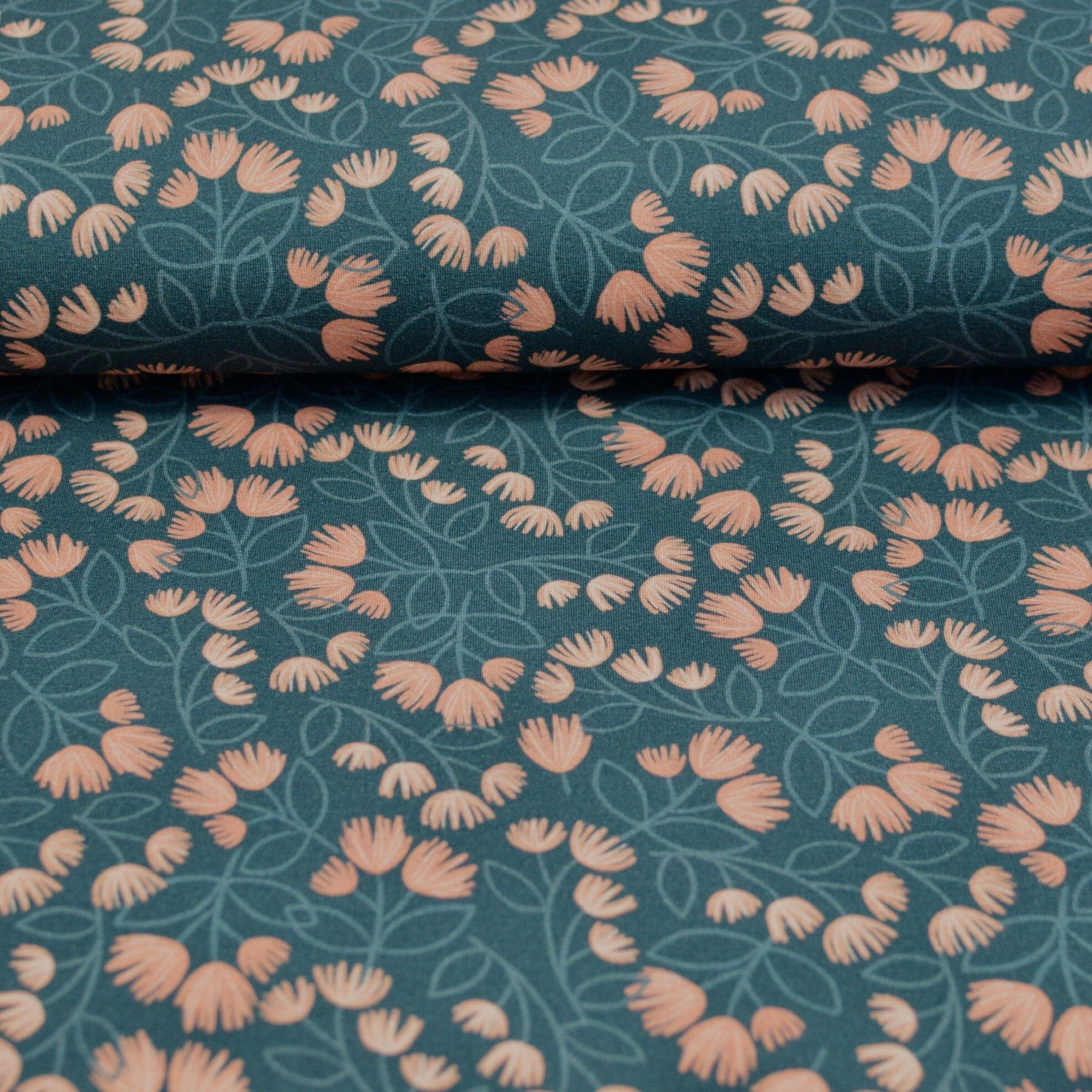Reststück 0,5m! Viskose Jersey - Aubrac Blütenkelche Fabric poshpinks