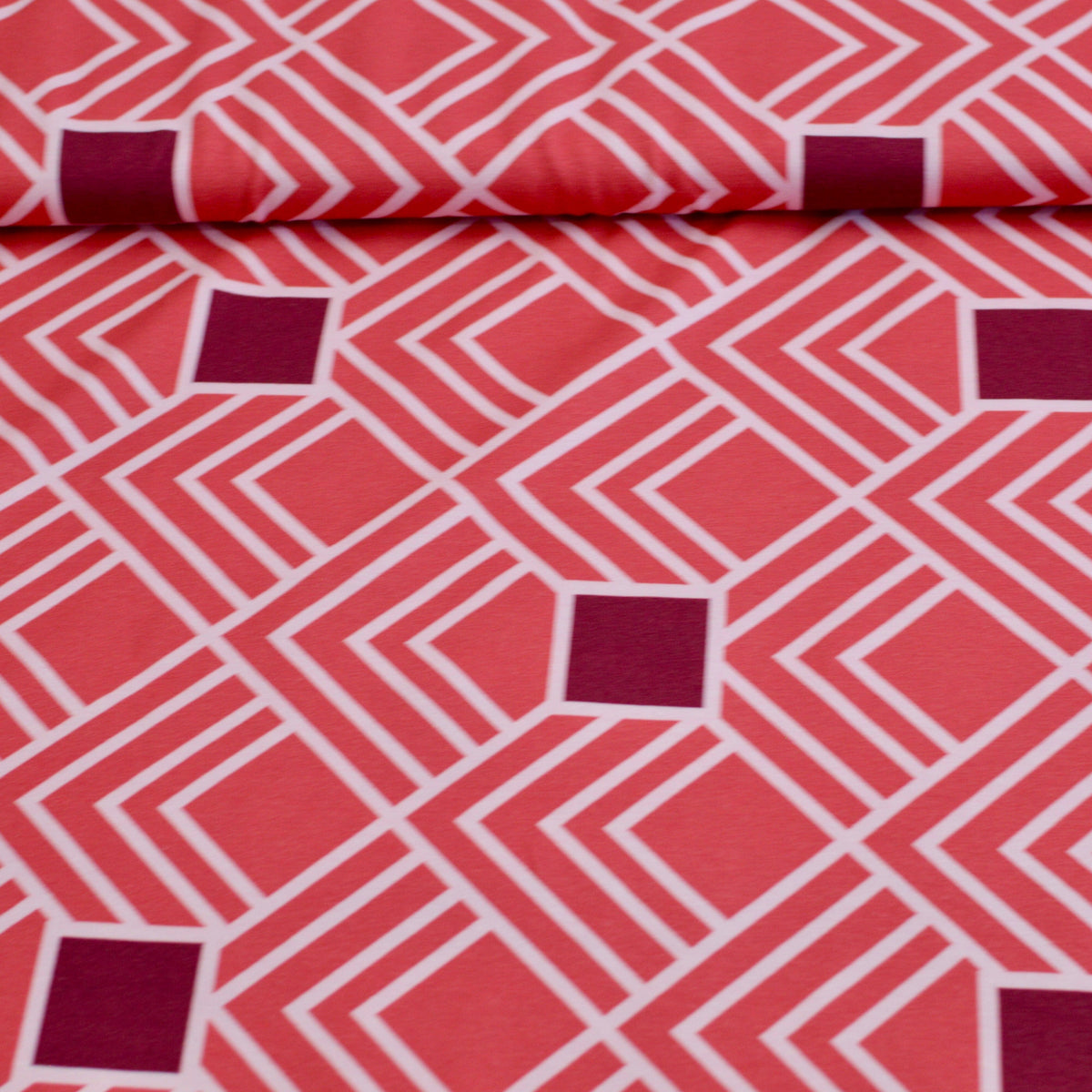 Baumwolljersey - Geometra by Anni Early - Allover Strawberry Daiquiri Fabric poshpinks
