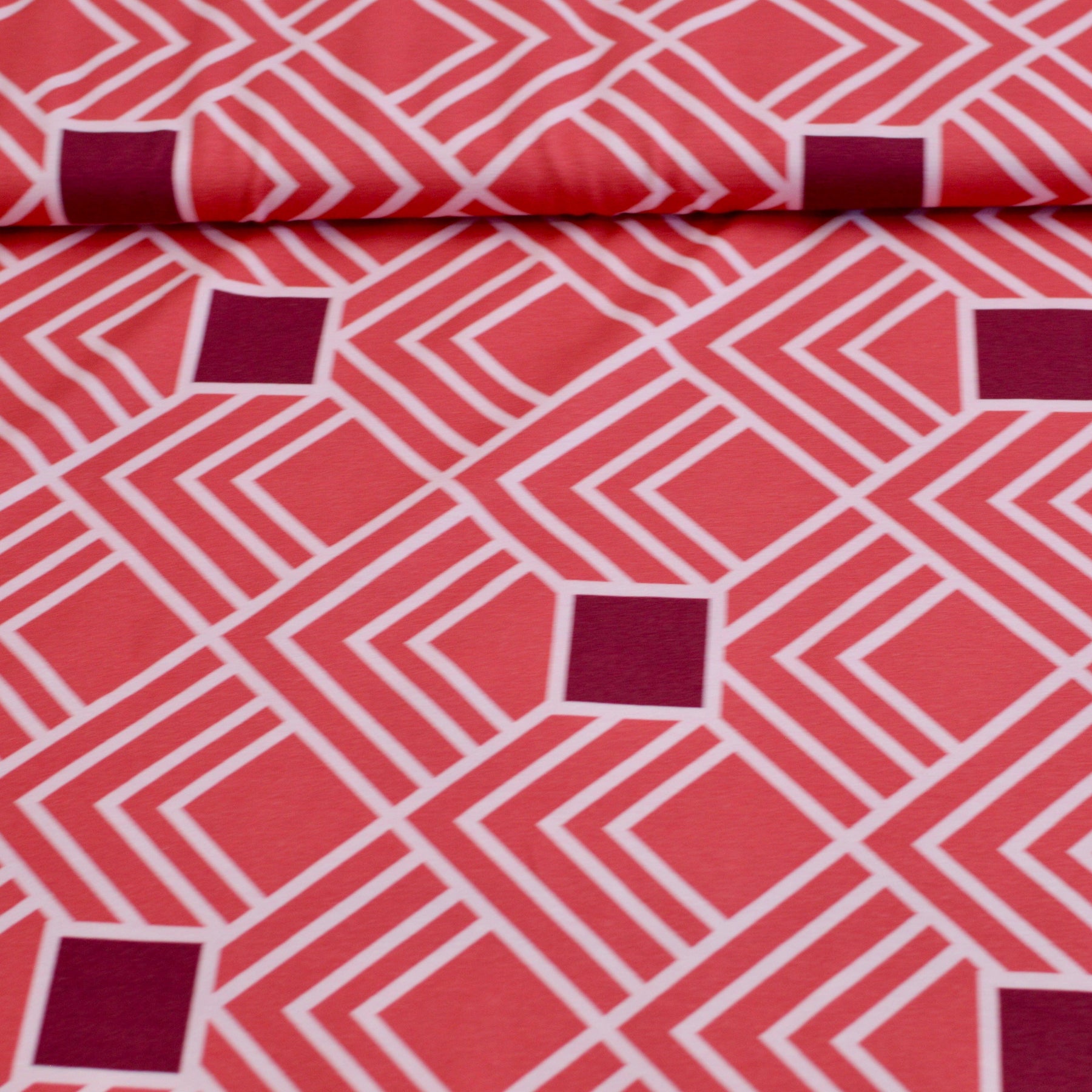 Baumwolljersey - Geometra by Anni Early - Allover Strawberry Daiquiri Fabric poshpinks