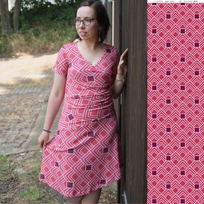 Baumwolljersey - Geometra by Anni Early - Allover Strawberry Daiquiri Fabric poshpinks
