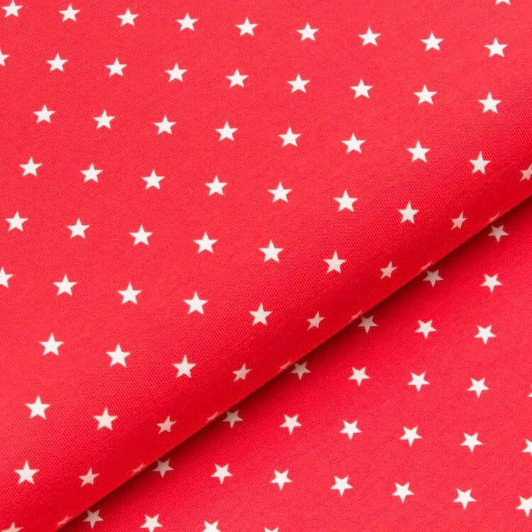 Baumwolljersey - weiße sterne auf rot Fabric poshpinks