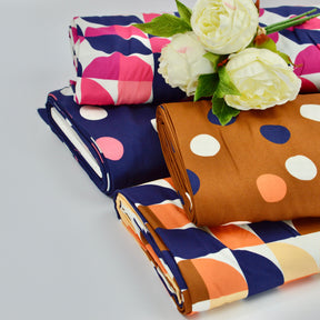 Viskosetwill - Retro Candys - Dots Caramel Toffee Fabric poshpinks