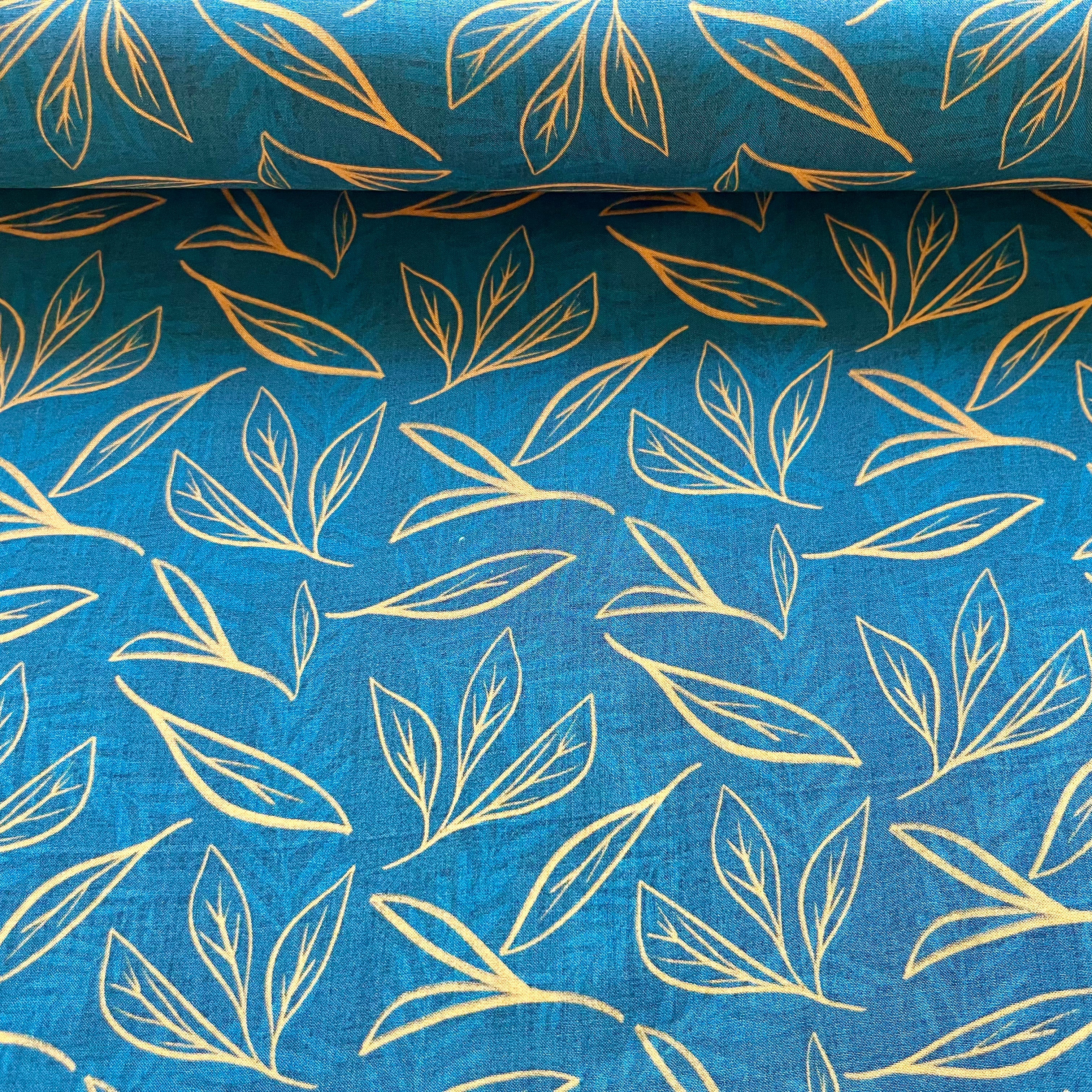 Ecovero™ Viskose - Azul - Blätter dunkelblau Fabric poshpinks