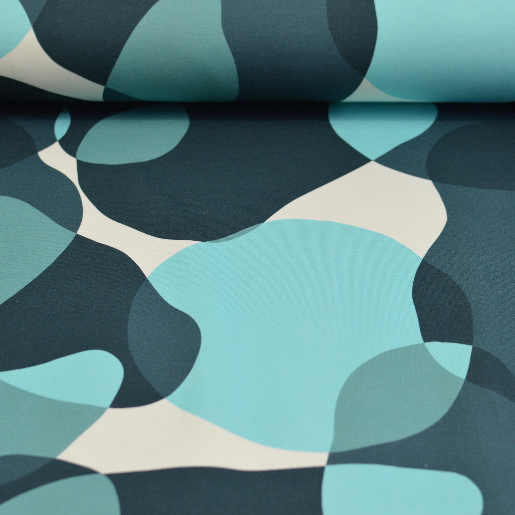 Reststück 0,5m! Soft Touch French Terry - Aurora - Stones blue Fabric poshpinks