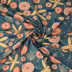 Baumwolljersey - Primavera - Blau und Peach - poshpinks