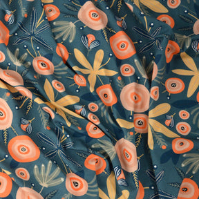 Baumwolljersey - Primavera - Blau und Peach - poshpinks