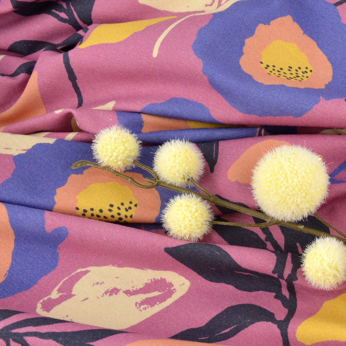 Baumwolljersey - Nora - Blumentraum auf Rosa - poshpinks