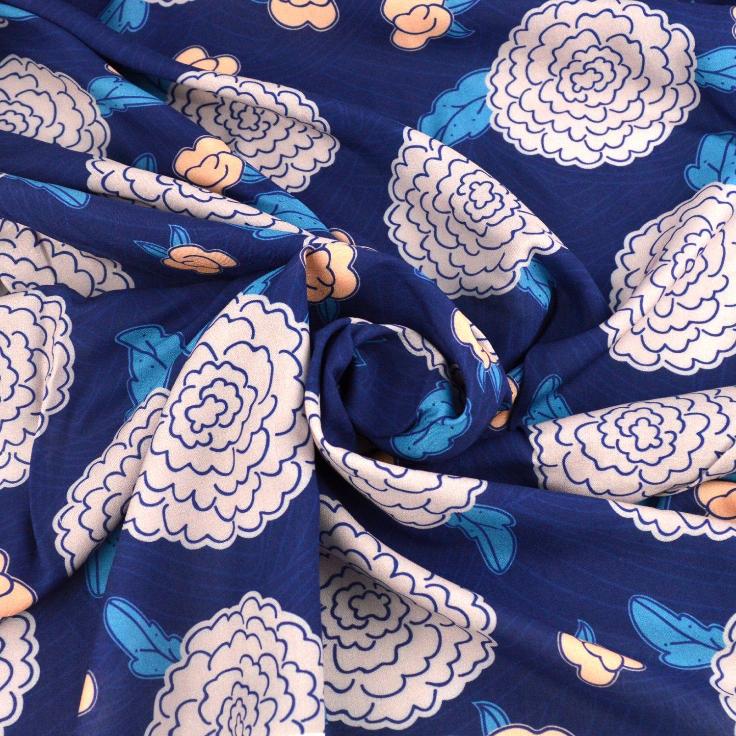 Viskose - Okami - Blumen in Blau - poshpinks