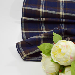 Baumwoll Flanell - dunkelblau braun violet kariert Fabric poshpinks