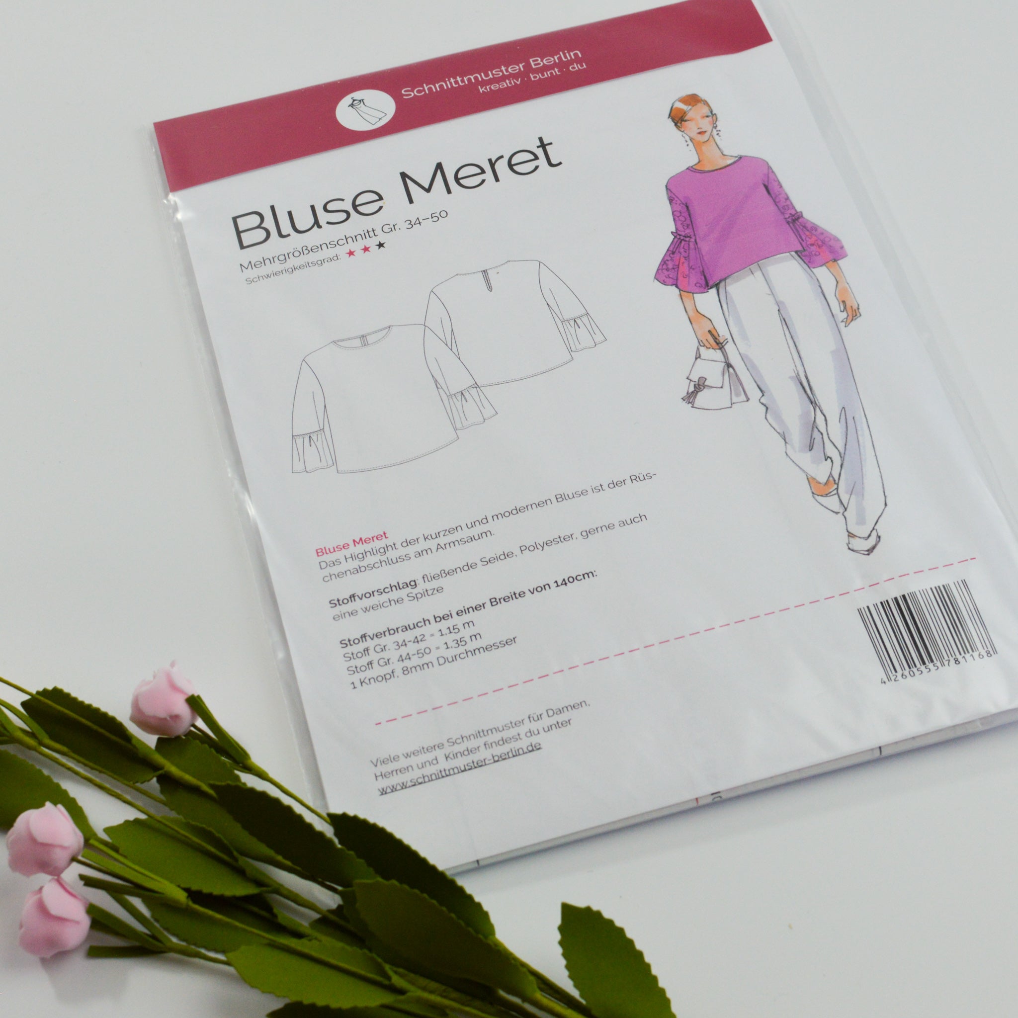 Papierschnittmuster von Schnittmuster Berlin - Bluse Meret Stück poshpinks