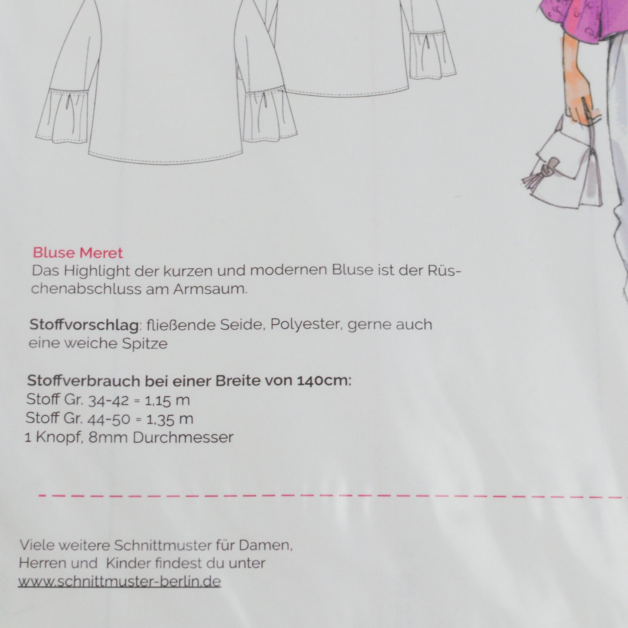 Papierschnittmuster von Schnittmuster Berlin - Bluse Meret Stück poshpinks