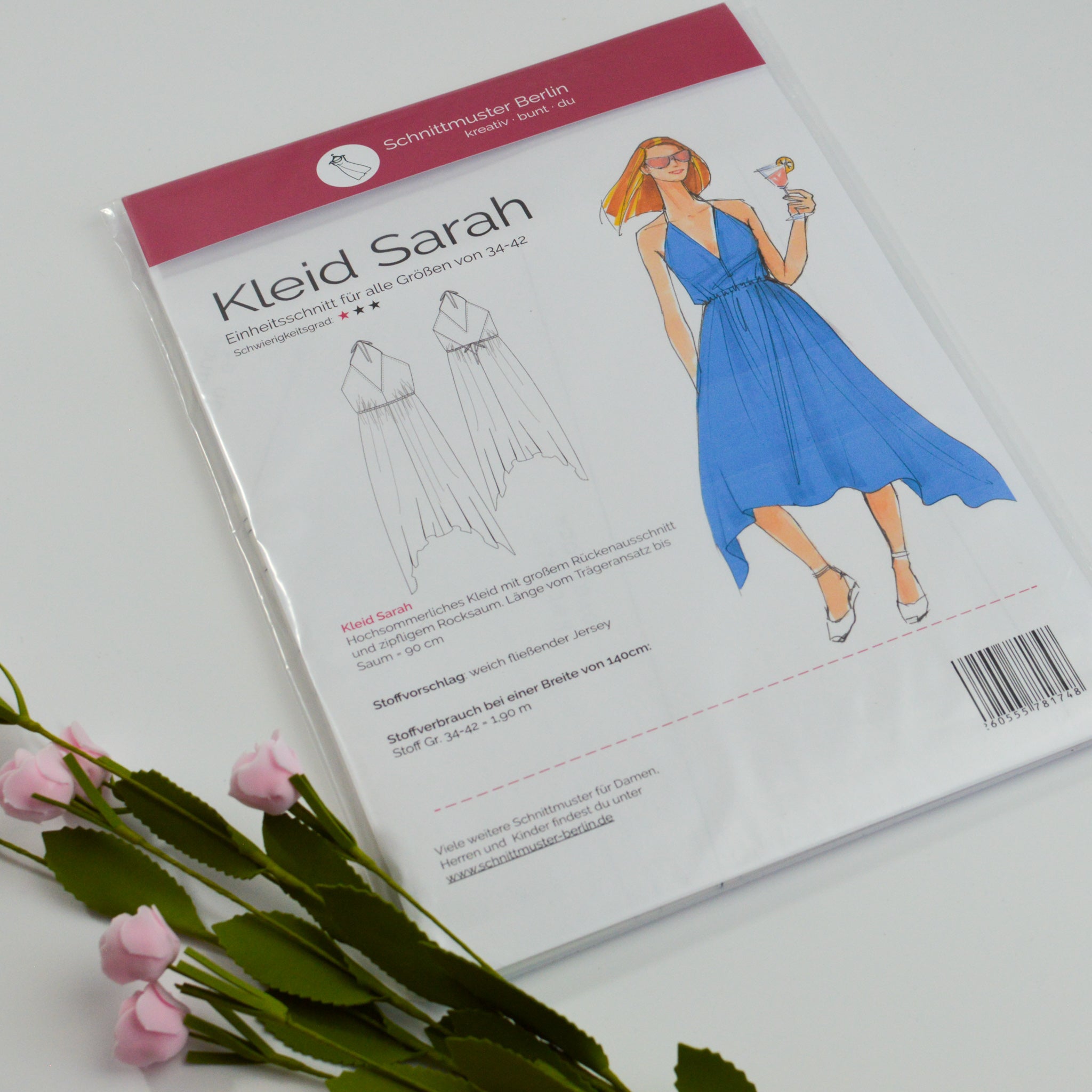 Papierschnittmuster von Schnittmuster Berlin - Sommerkleid Sarah Stück poshpinks