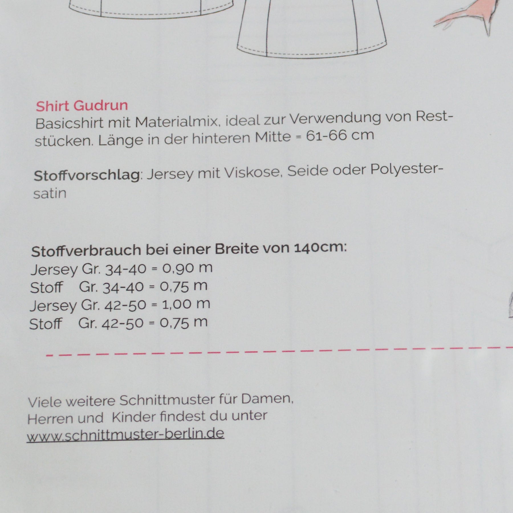 Papierschnittmuster von Schnittmuster Berlin - Shirt Gudrun Stück poshpinks