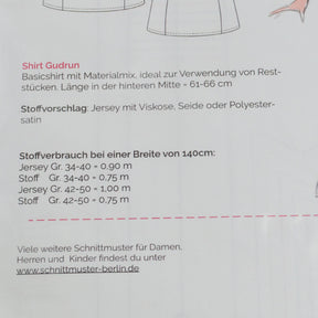 Papierschnittmuster von Schnittmuster Berlin - Shirt Gudrun Stück poshpinks