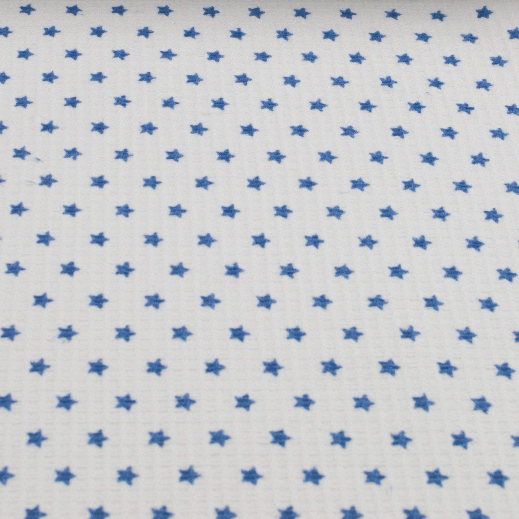 Waffel mit Frottee Rückseite - weiß mit Sternen Jeansblau Fabric poshpinks