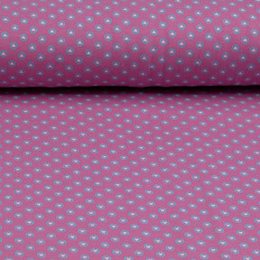 Baumwolljersey - kleine Herzen grau auf rosa Fabric poshpinks