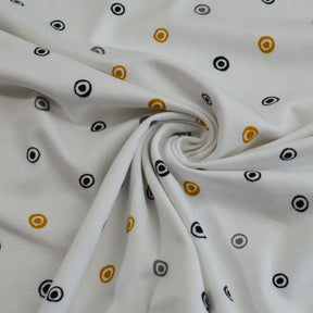 Baumwolljersey - Kreise senfgelb auf weiß Fabric poshpinks