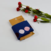 Cuff Jacquard Bündchen - bunte Punkte auf jeansblau Paket poshpinks