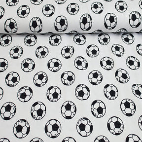 Reststück 1,0 m Baumwolljersey - Fußball schwarz auf weiß Stück poshpinks