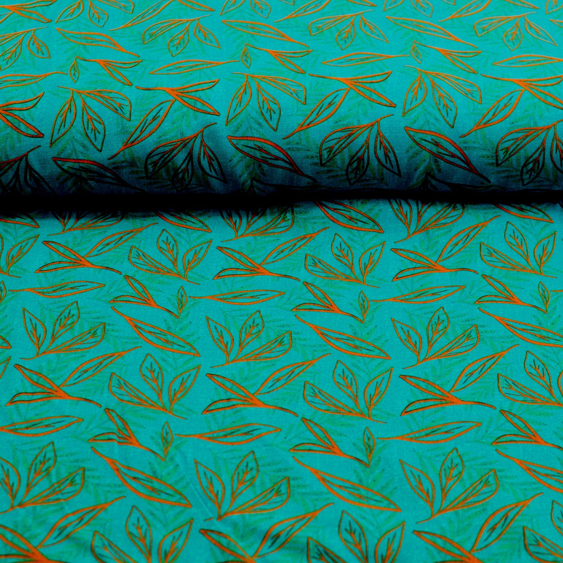 Viskose - Azul - Blätter ocean Fabric poshpinks