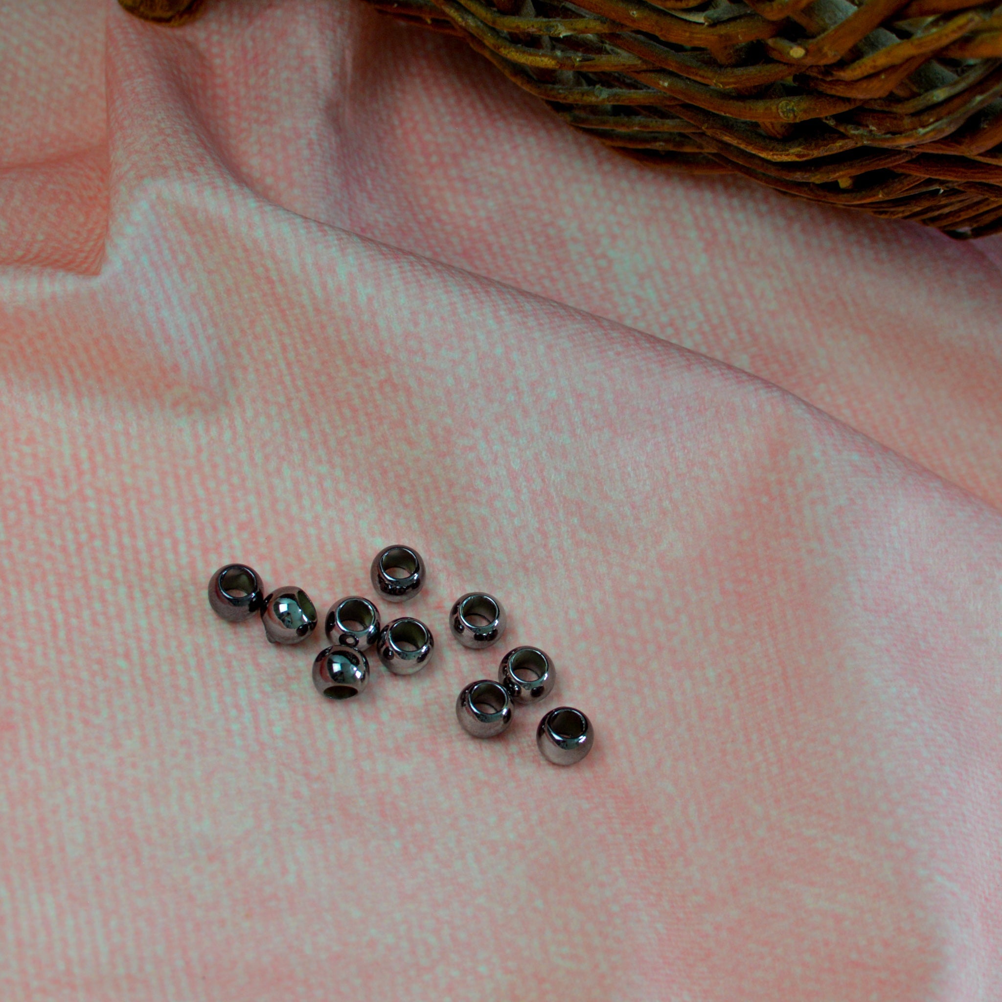 Großlochperlen 8x10 mm metallic Schwarz Nickel Pearls poshpinks