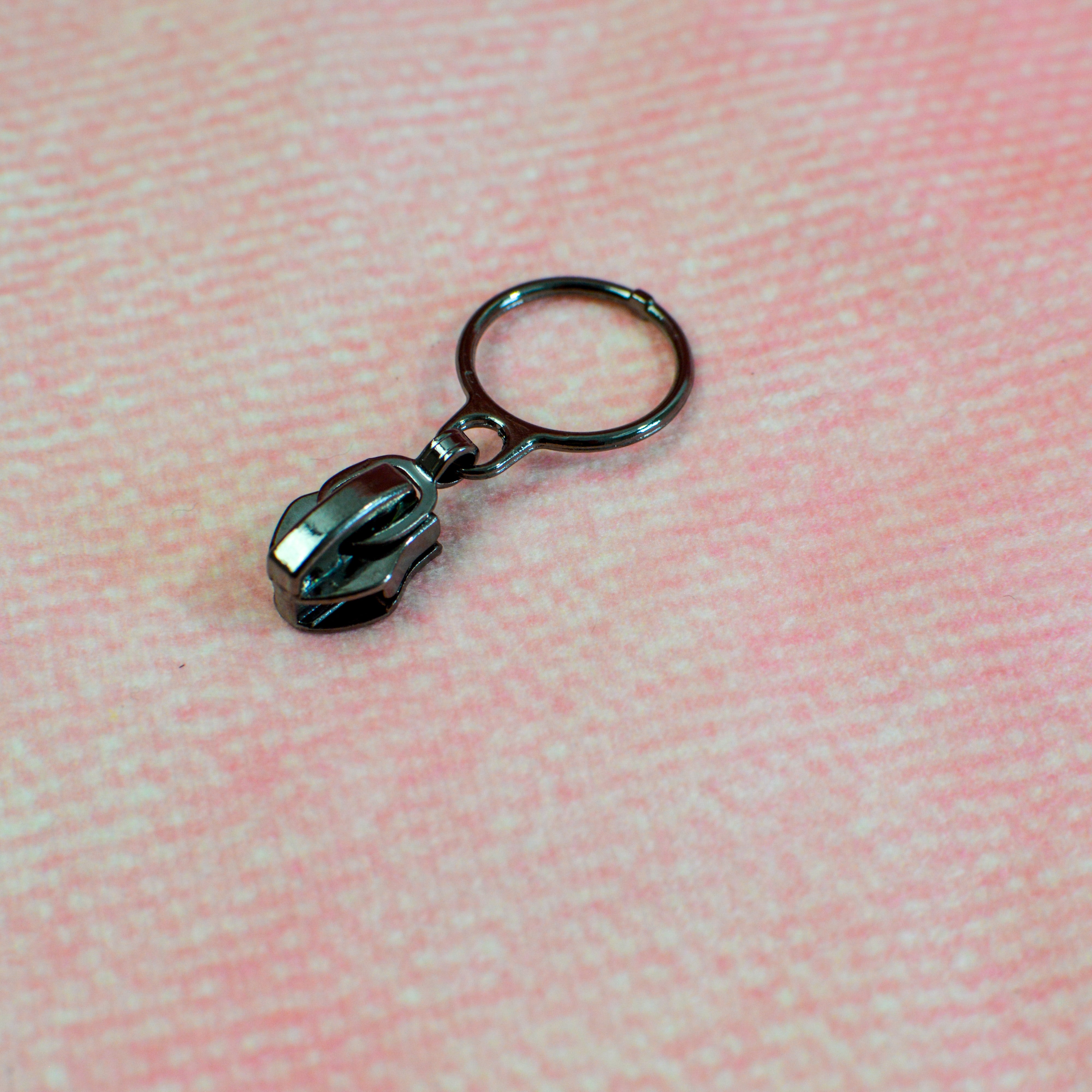 Zipper/Schieber für Endlosreißverschluss Ring schwarz metallic Stück poshpinks