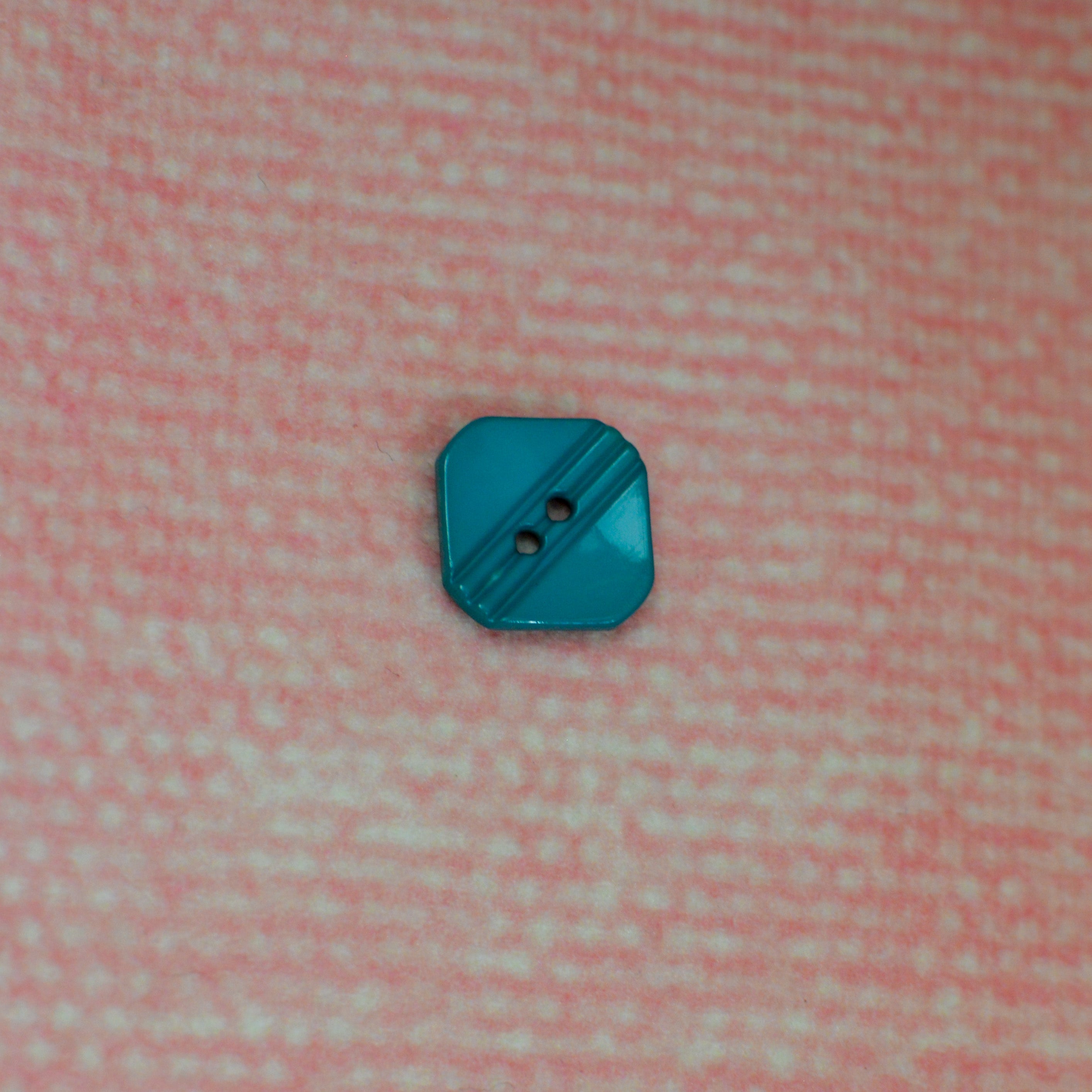 Kunststoffknopf - 15mm - türkis eckig glänzend Knopf poshpinks