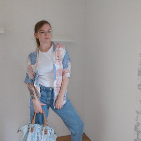 Viskose-Crêpe - Layla - Creme Blau Fabric poshpinks