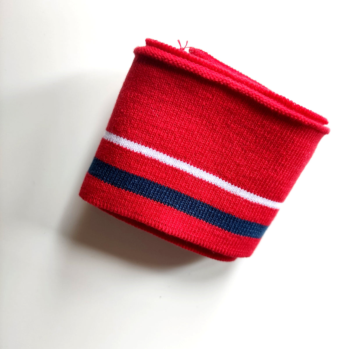 Cuff Jacquard Bündchen - rot weiße Streifen Paket poshpinks